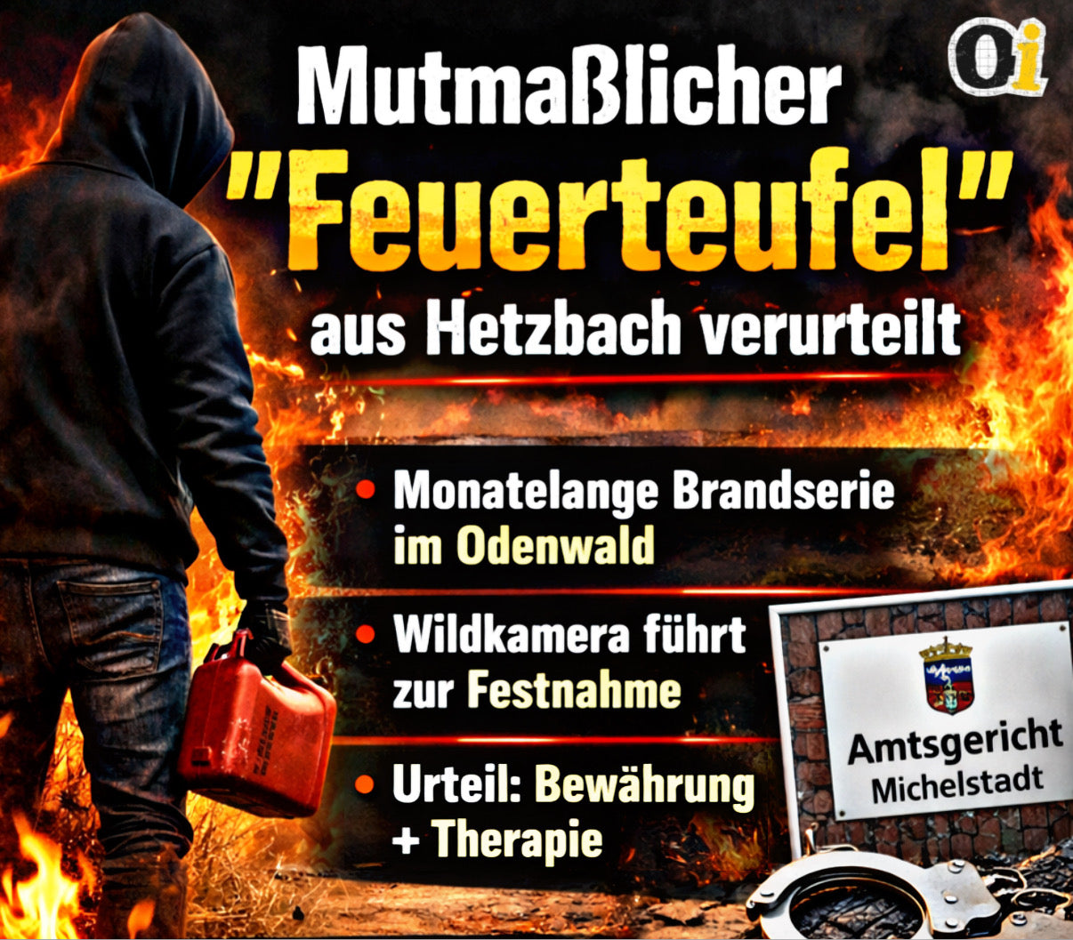 🔥 Mutmaßlicher „Feuerteufel“ aus Hetzbach verurteilt